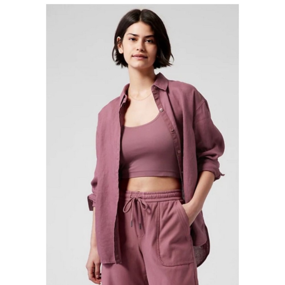 Athleta Playa Shirt 100% Linen Button Down XS ✨price drop✨